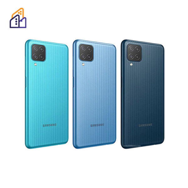 عکس پنل پشتی گوشی Galaxy M12 با رم 6 گیگابایت و حافظه 128 گیگابایت با سه رنگ متفاوت